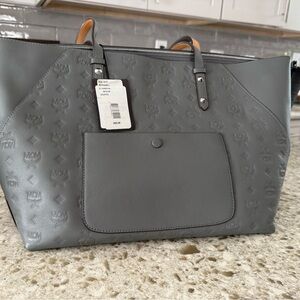 MCM Two-Tone Leather Grey Tote